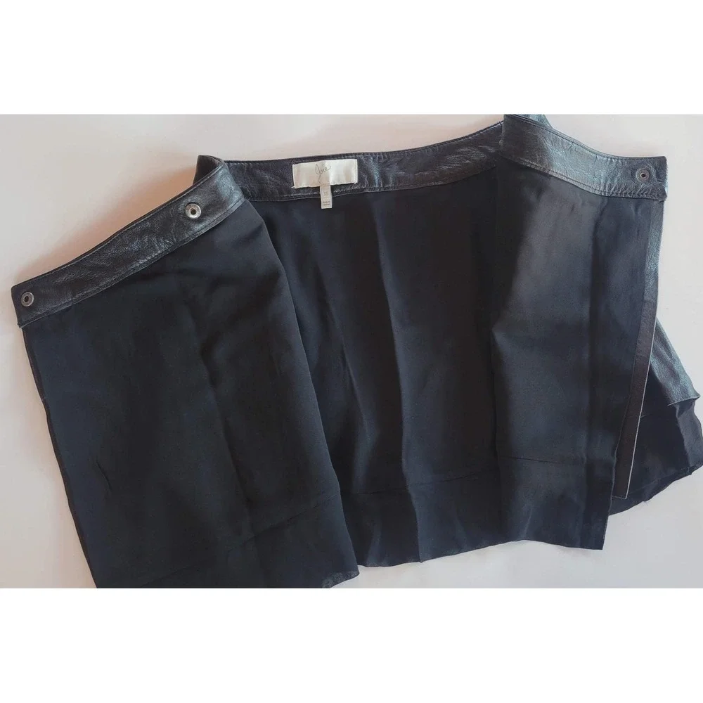 Joie Leather & Silk Snap Wrap Mini Skirt - Picture 8 of 8